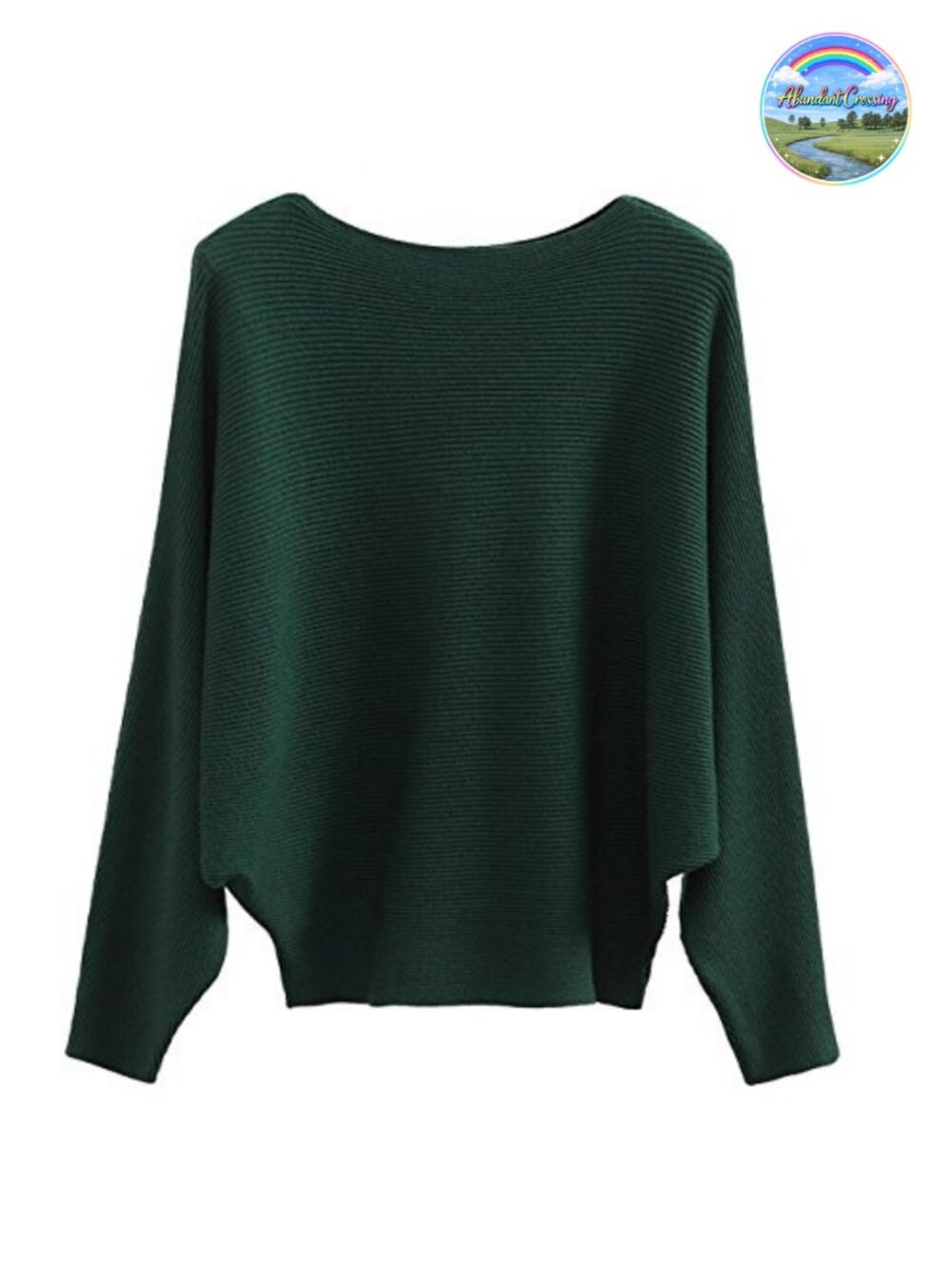 Oversized Ribbed Knit Batwing Sleeve Boat Neck Pullover Sweater